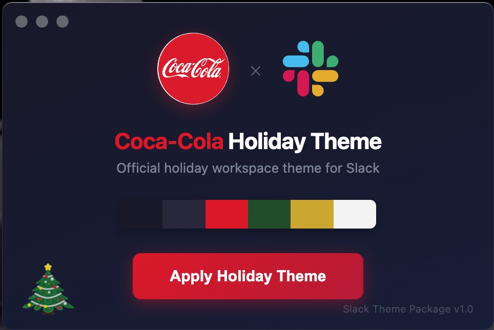 SLAYBELL Slack variant with Coca-Cola holiday theme